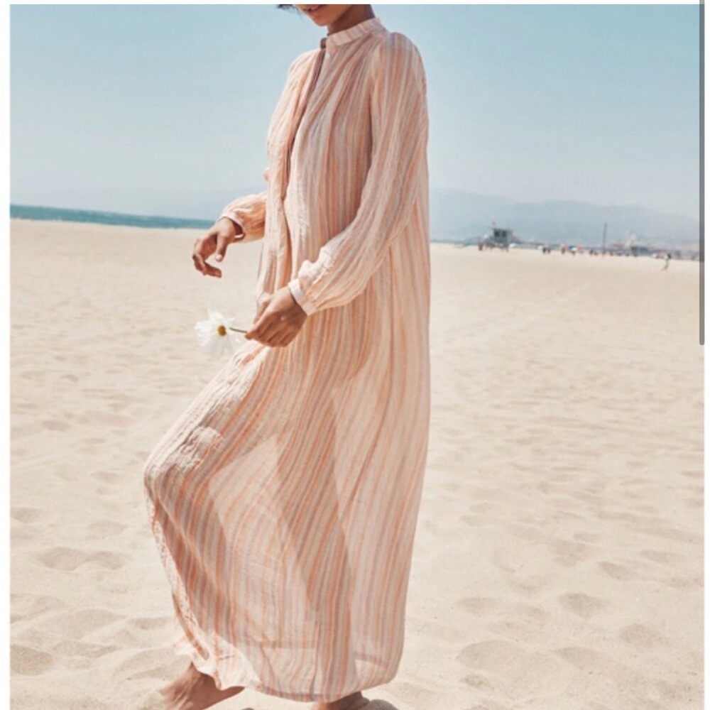 Christy Dawn Peach Striped Riley Dress caftan tunic size small